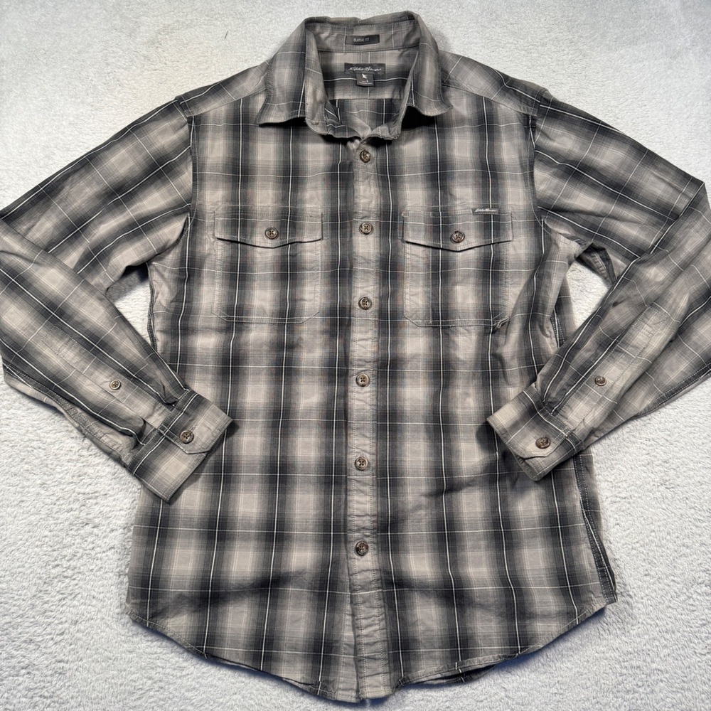 Eddie Bauer Mens Classic Fit Plaid Long Sleeve Button Up‎ Shirt Size S